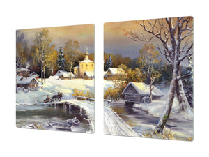 Riesig Kochplattenabdeckung Stove Cover und Schneideplatten; Series of Images DD05A: Winter day