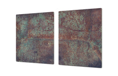 BIG KITCHEN BOARD & Induction Cooktop Cover – Glass Pastry Board DD34 Rusted textures Series: Vintage rusted metal
