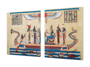 ENORME Tagliere e proteggi-piano di lavoro in vetro resistente;  Serie egiziana DD15: Figure egiziane 2