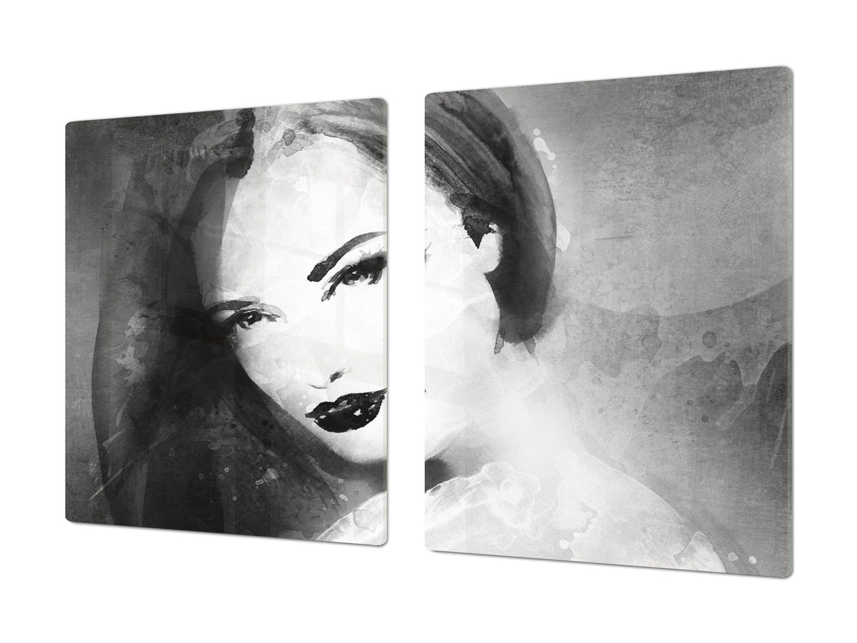 Planche à découper en verre trempé - Couvre-cuisinière, Série: GÉANT Protège-plan de travail et planche à pâtisserie; Série: Série extérieure DD19: Femme 6