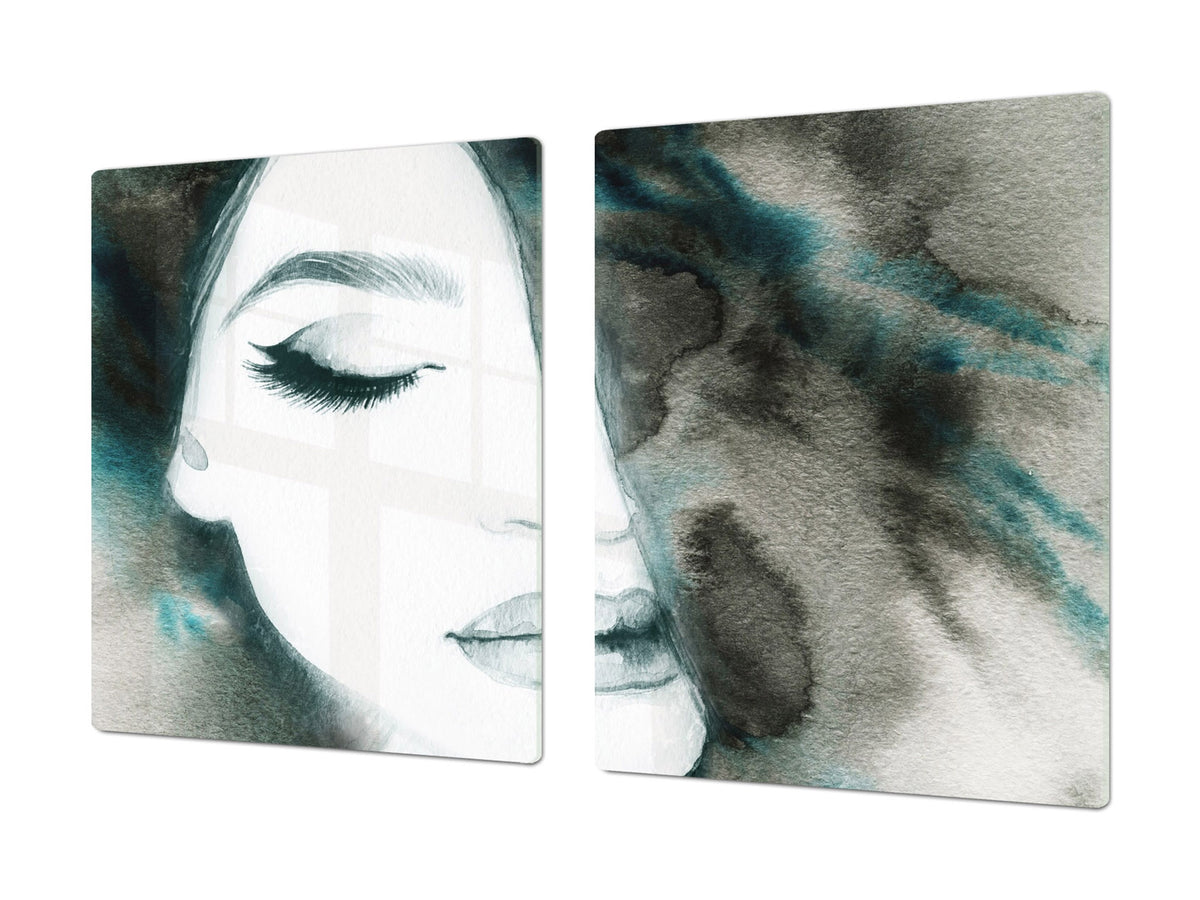 Planche à découper en verre trempé - Couvre-cuisinière, Série: GÉANT Protège-plan de travail et planche à pâtisserie; Série: Série extérieure DD19: Femme 4