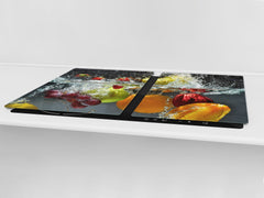 UNIQUE Tempered GLASS Kitchen Board Fruit and Vegetables series DD02 Fruit in water