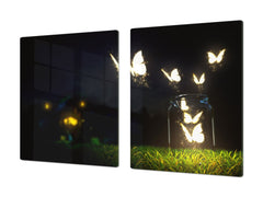 Induction Cooktop Cover – Glass Worktop saver: Fantasy and fairy-tale series DD18 Glowing butterflies