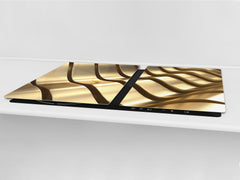 Gigantic Worktop saver and Pastry Board - Tempered GLASS Cutting Board - MEASURES: SINGLE: 80 x 52 cm; DOUBLE: 40 x 52 cm; DD38 Golden Waves Series: Abstract waves