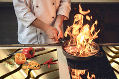 Gigantic Worktop saver and Pastry Board - Tempered GLASS Cutting Board - MEASURES: SINGLE: 80 x 52 cm; DOUBLE: 40 x 52 cm; DD38 Golden Waves Series: Abstract waves