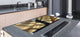 Gigantic Worktop saver and Pastry Board - Tempered GLASS Cutting Board - MEASURES: SINGLE: 80 x 52 cm; DOUBLE: 40 x 52 cm; DD38 Golden Waves Series: Abstract waves