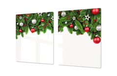 HUGE TEMPERED GLASS COOKTOP COVER - DD30 Christmas Series: Christmas garland