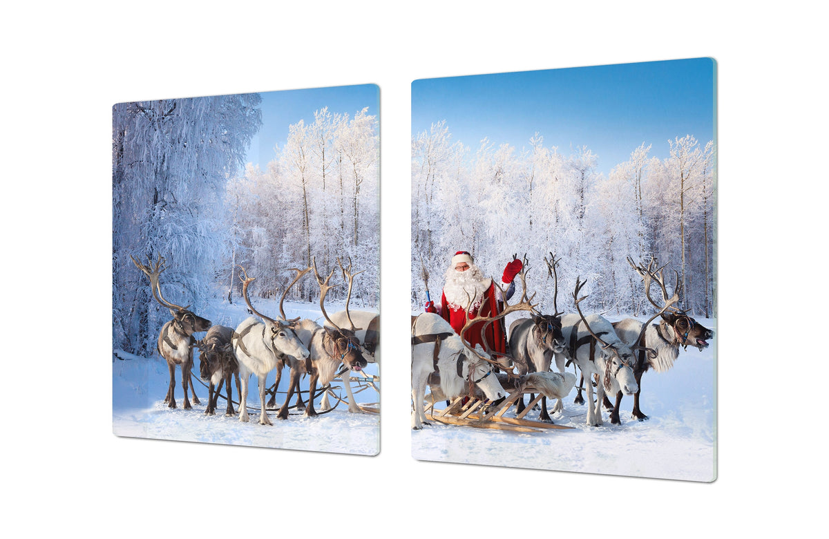 HUGE TEMPERED GLASS COOKTOP COVER - DD30 Christmas Series: Santa's reindeer team