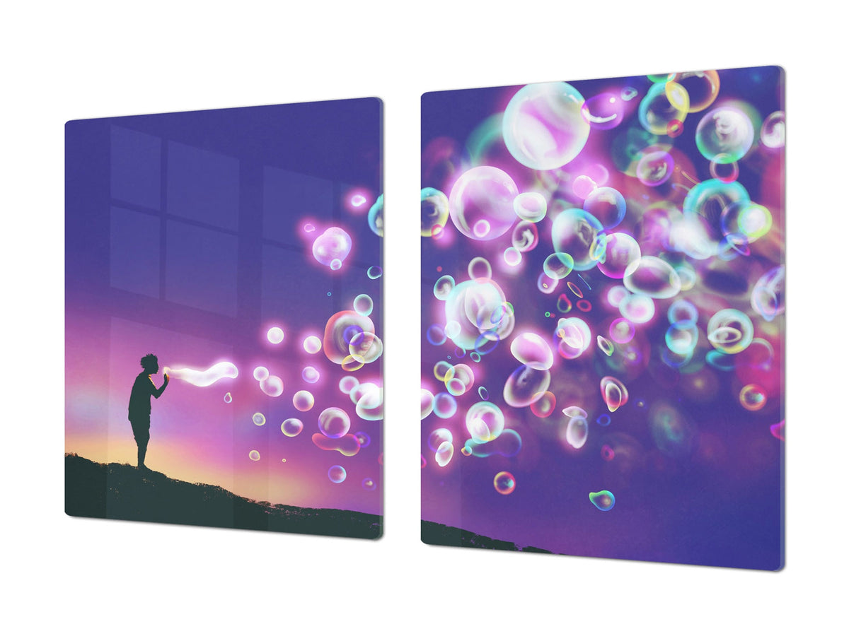Induction Cooktop Cover – Glass Worktop saver: Fantasy and fairy-tale series DD18 Soap bubbles