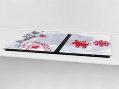 HUGE TEMPERED GLASS COOKTOP COVER - DD30 Christmas Series: Red reindeer