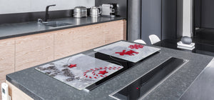 HUGE TEMPERED GLASS COOKTOP COVER - DD30 Christmas Series: Red reindeer