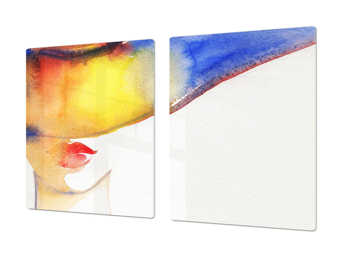 Planche à découper en verre trempé - Couvre-cuisinière, Série: GÉANT Protège-plan de travail et planche à pâtisserie; Série: Série extérieure DD19: Femme 2