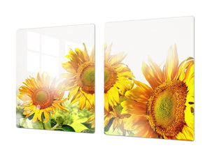 Enorm Schneidbrett aus Hartglas und schützende Arbeitsoberfläche; Flower series DD06A: Sunflower 1