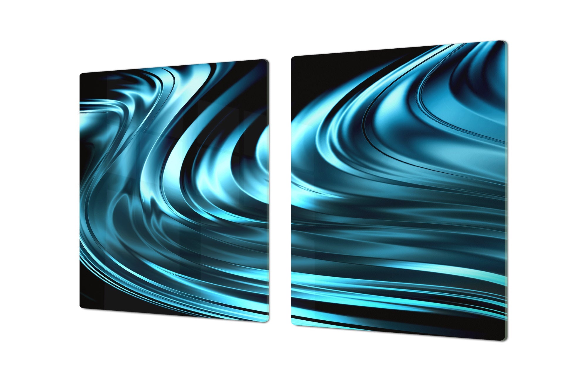 UNIQUE Tempered GLASS Kitchen Board – Impact & Scratch Resistant Cooktop cover – SINGLE: 80 x 52 cm; DOUBLE: 40 x 52 cm; DD39 Colourful Variety Series: Blue abstract composition