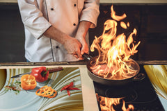 Gigantic Worktop saver and Pastry Board - Tempered GLASS Cutting Board - MEASURES: SINGLE: 80 x 52 cm; DOUBLE: 40 x 52 cm; DD38 Golden Waves Series: Gold satin background