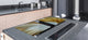Gigantic Worktop saver and Pastry Board - Tempered GLASS Cutting Board - MEASURES: SINGLE: 80 x 52 cm; DOUBLE: 40 x 52 cm; DD38 Golden Waves Series: Gold satin background