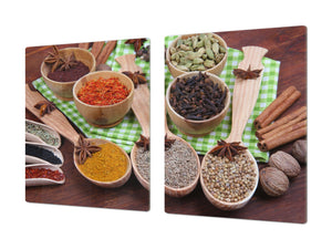 Sehr groß Küchenbrett aus Hartglas und Kochplattenabdeckung; A spice series DD03A: Spices 1