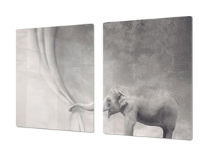 Gigantic Worktop saver and Pastry Board - Tempered GLASS Cutting Board Animals series DD01 Happy elephant