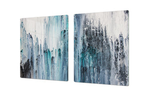 GIGANTIC CUTTING BOARD and Cooktop Cover - Glass Kitchen Board; SINGLE: 80 x 52 cm (31,5” x 20,47”); DOUBLE: 40 x 52 cm (15,75” x 20,47”); DD42 Paintings Series: Canvas absract art