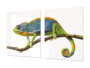 Gigantic Worktop saver and Pastry Board - Tempered GLASS Cutting Board Animals series DD01 Chameleon 1