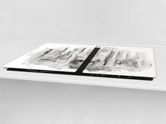 Tempered GLASS Chopping Board – Enormous Induction Cooktop Cover - City Series DD12 City graphics