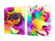 GIGANTE Copri-piano cottura a induzione – ENORME tagliere in VETRO temperato;  Serie di fiori DD06A: Rosa colorata