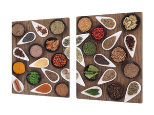Sehr groß Küchenbrett aus Hartglas und Kochplattenabdeckung; A spice series DD03A: Mosaic from spices 1