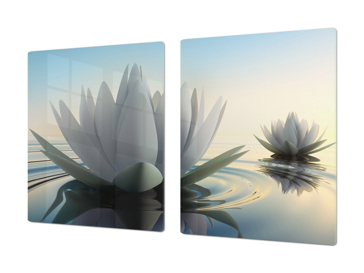 ENORMOUS  Tempered GLASS Chopping Board - Flower series DD06A Lotus flower 1