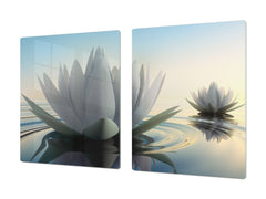 ENORMOUS  Tempered GLASS Chopping Board - Flower series DD06A Lotus flower 1