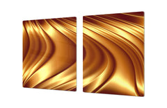 Gigantic Worktop saver and Pastry Board - Tempered GLASS Cutting Board - MEASURES: SINGLE: 80 x 52 cm; DOUBLE: 40 x 52 cm; DD38 Golden Waves Series: Liquid gold 2