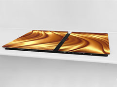 Gigantic Worktop saver and Pastry Board - Tempered GLASS Cutting Board - MEASURES: SINGLE: 80 x 52 cm; DOUBLE: 40 x 52 cm; DD38 Golden Waves Series: Liquid gold 2