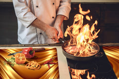 Gigantic Worktop saver and Pastry Board - Tempered GLASS Cutting Board - MEASURES: SINGLE: 80 x 52 cm; DOUBLE: 40 x 52 cm; DD38 Golden Waves Series: Liquid gold 2