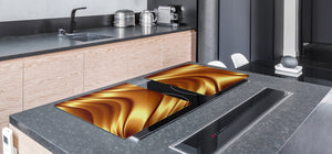 Gigantic Worktop saver and Pastry Board - Tempered GLASS Cutting Board - MEASURES: SINGLE: 80 x 52 cm; DOUBLE: 40 x 52 cm; DD38 Golden Waves Series: Liquid gold 2