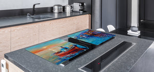 GIGANTIC CUTTING BOARD and Cooktop Cover- Image Series DD05A Fishing boat