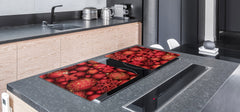 HUGE TEMPERED GLASS COOKTOP COVER - DD30 Christmas Series: Red christmas ornaments