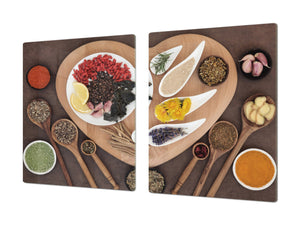 Sehr groß Küchenbrett aus Hartglas und Kochplattenabdeckung; A spice series DD03A:  Heart of spices