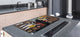 Sehr groß Küchenbrett aus Hartglas und Kochplattenabdeckung; A spice series DD03A: Mosaic with spices 4