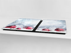 HUGE TEMPERED GLASS COOKTOP COVER - DD30 Christmas Series: Christmas balls in the snow