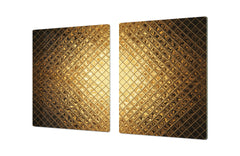 Gigantic Worktop saver and Pastry Board - Tempered GLASS Cutting Board - MEASURES: SINGLE: 80 x 52 cm; DOUBLE: 40 x 52 cm; DD38 Golden Waves Series: Sparkling pattern