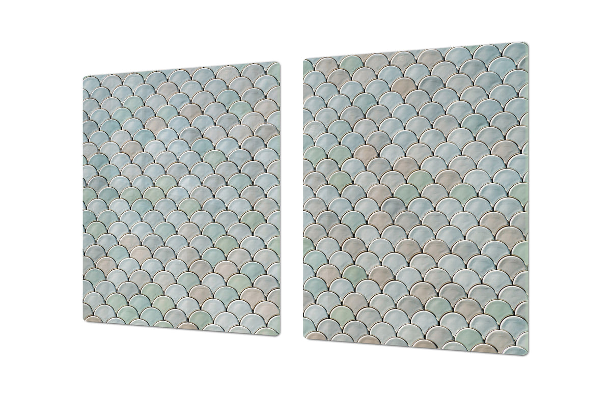 ENORMOUS  Tempered GLASS Chopping Board - Induction Cooktop Cover DD36 Textures and tiles 2 Series: Abstract fish scales