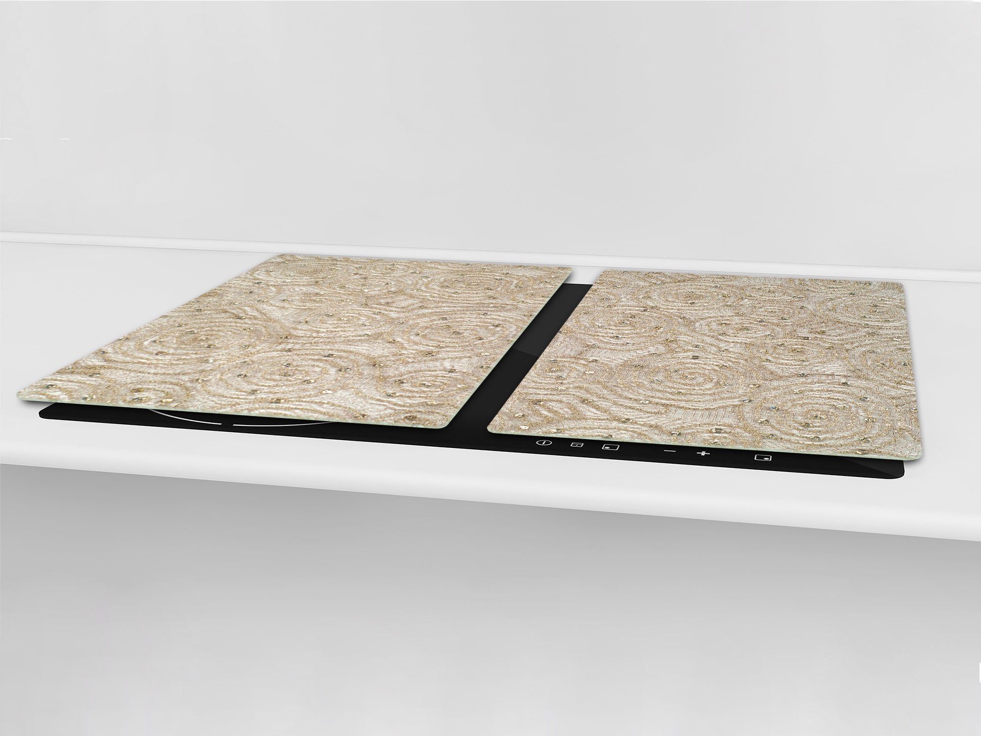 HUGE TEMPERED GLASS COOKTOP COVER – Glass Cutting Board and Worktop Saver – SINGLE: 80 x 52 cm (31,5” x 20,47”); DOUBLE: 40 x 52 cm (15,75” x 20,47”); DD40 Decorative Surfaces Series: Floral lace