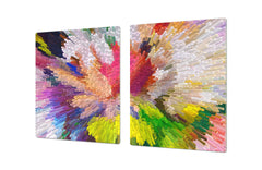 Special order for Loretta: GIGANTIC CUTTING BOARD and Cooktop Cover - Glass Kitchen Board - Paintings Series: Digital flower painting