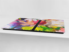 Special order for Loretta: GIGANTIC CUTTING BOARD and Cooktop Cover - Glass Kitchen Board - Paintings Series: Digital flower painting