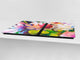 GIGANTIC CUTTING BOARD and Cooktop Cover - Glass Kitchen Board; SINGLE: 80 x 52 cm (31,5” x 20,47”); DOUBLE: 40 x 52 cm (15,75” x 20,47”); DD42 Paintings Series: Impressionist flowers