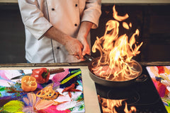 GIGANTIC CUTTING BOARD and Cooktop Cover - Glass Kitchen Board; SINGLE: 80 x 52 cm (31,5” x 20,47”); DOUBLE: 40 x 52 cm (15,75” x 20,47”); DD42 Paintings Series: Impressionist flowers