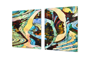 GIGANTIC CUTTING BOARD and Cooktop Cover - Glass Kitchen Board; SINGLE: 80 x 52 cm (31,5” x 20,47”); DOUBLE: 40 x 52 cm (15,75” x 20,47”); DD42 Paintings Series: Stained glass