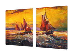 GIGANTIC CUTTING BOARD and Cooktop Cover- Image Series DD05A Rough sea