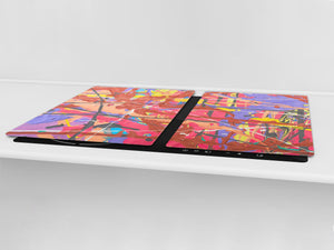 Salvaencimera Extra-Grande de vidrio templado -  Serie de la Textura  DD20 Manchas coloridas 2