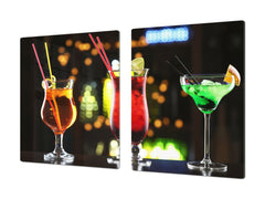 LARGE CUTTING BOARD and Cooktop Cover – Worktop saver;  Drinks  Series  DD11 Colorful drinks 1