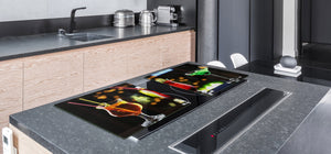 LARGE CUTTING BOARD and Cooktop Cover – Worktop saver;  Drinks  Series  DD11 Colorful drinks 1